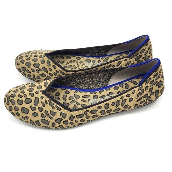 Rothy's The Flat Spotted Leopard Womens 10.5 Shoes Tan Brown
